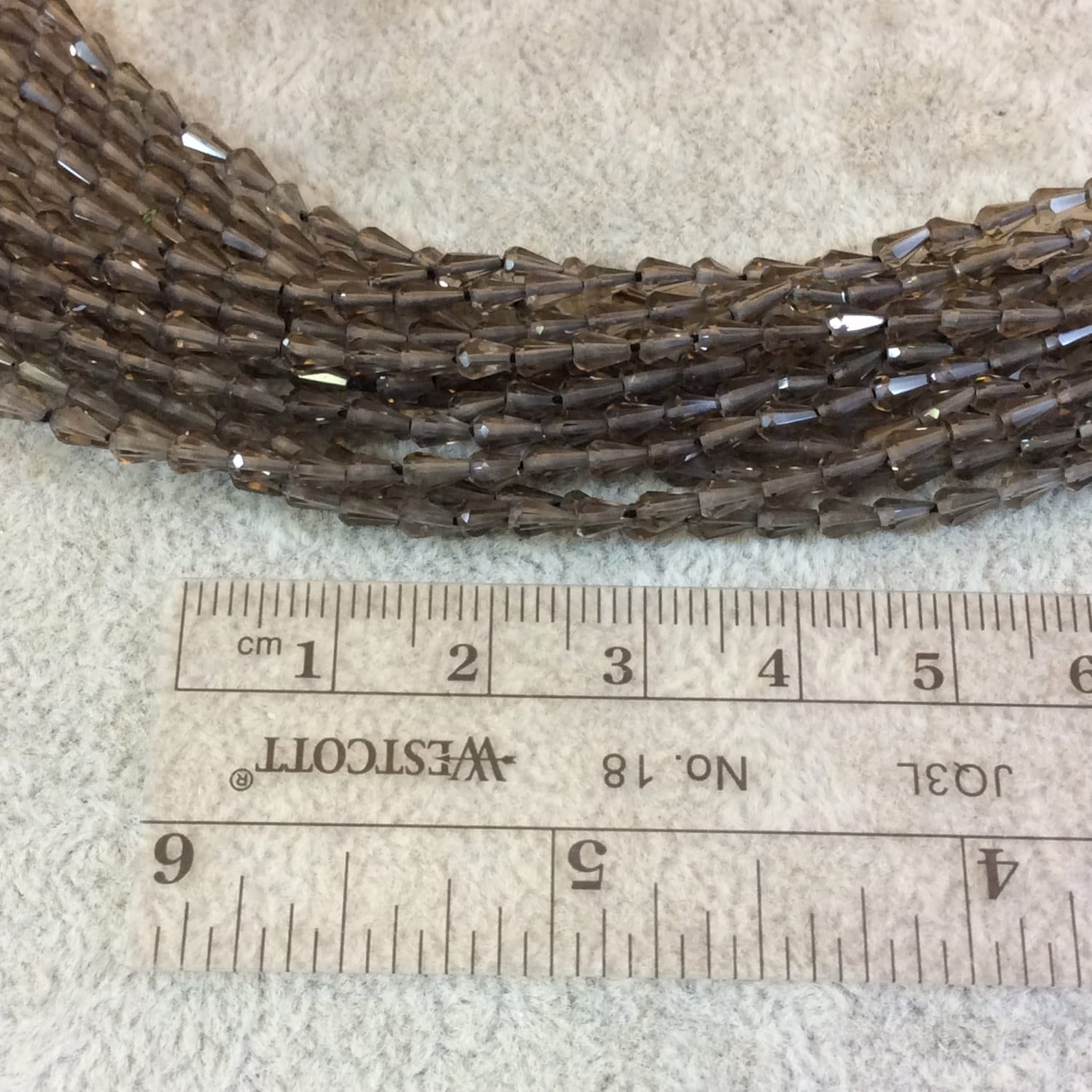 Smoky Quartz Center Drilled Faceted Teardrop Beads