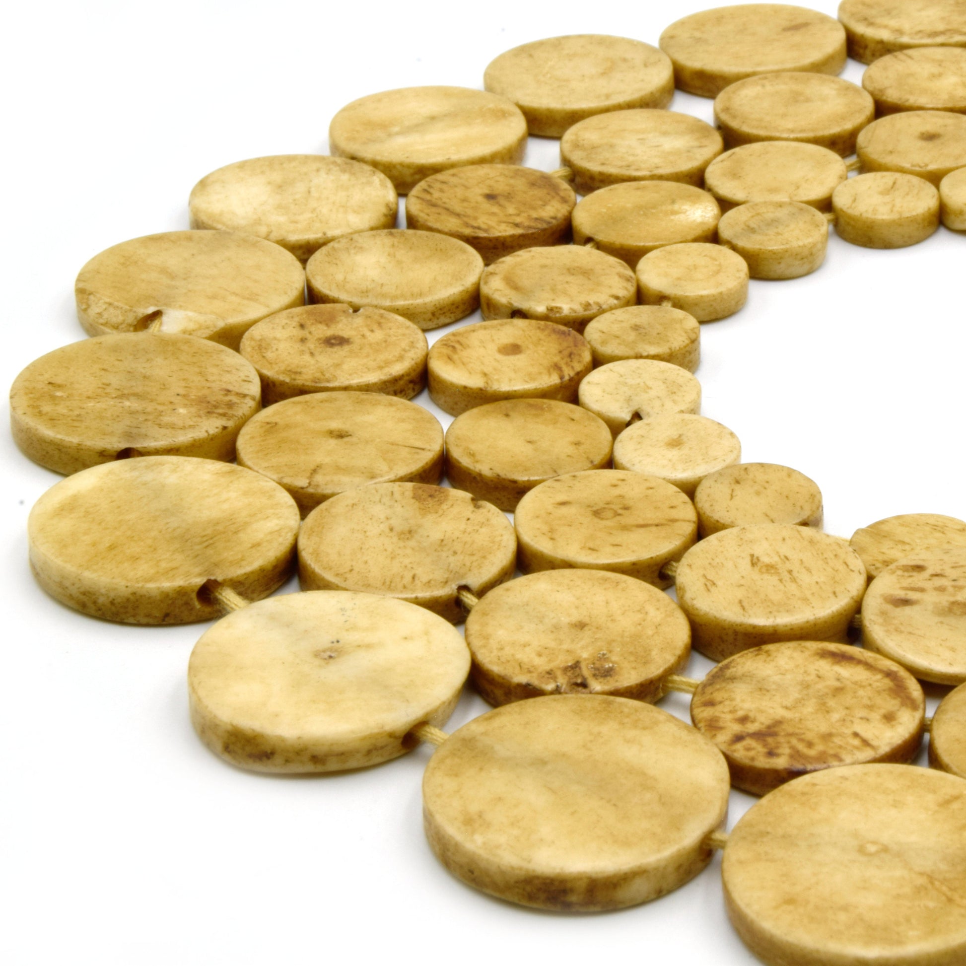 light brown coin bone beads