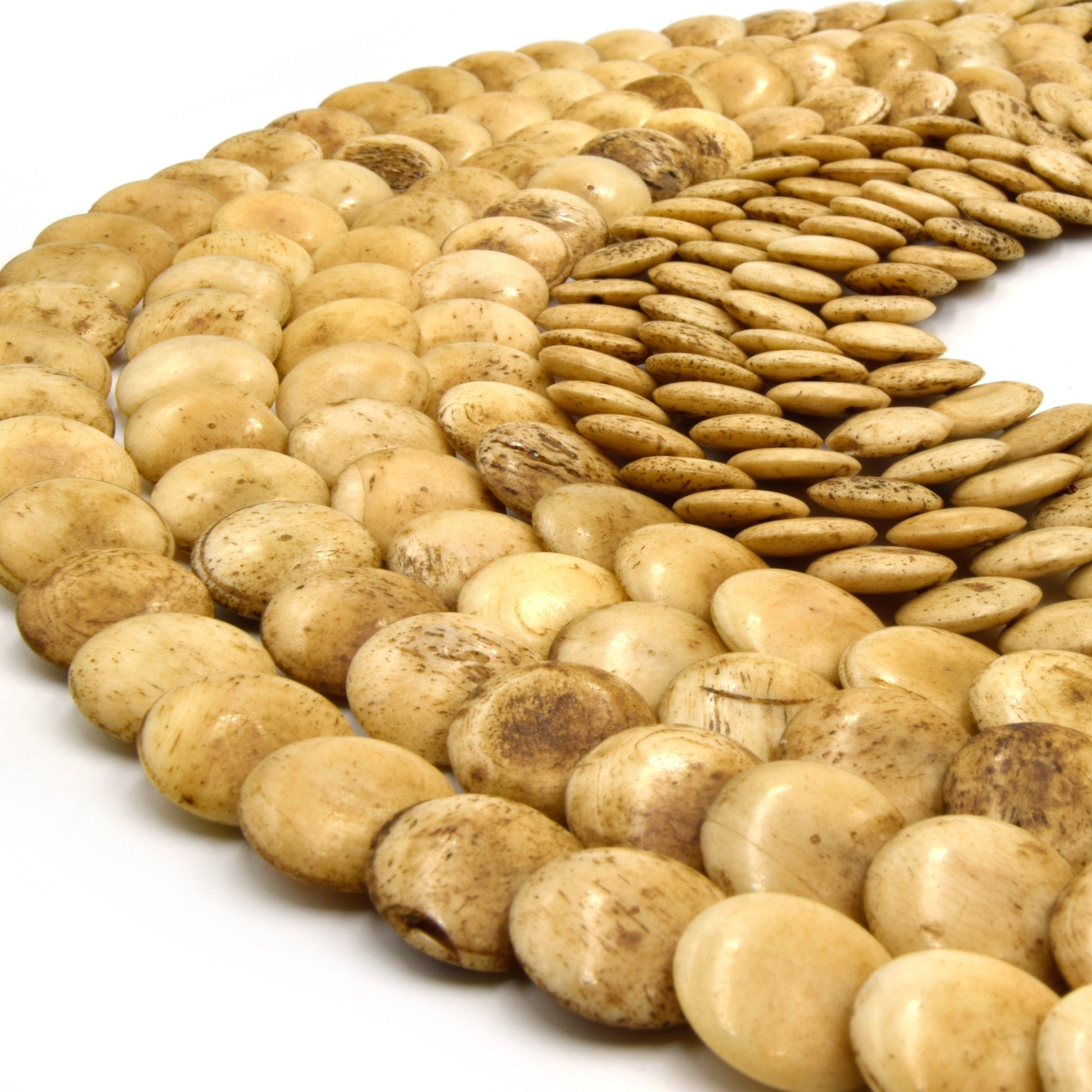 light brown lentil bone beads