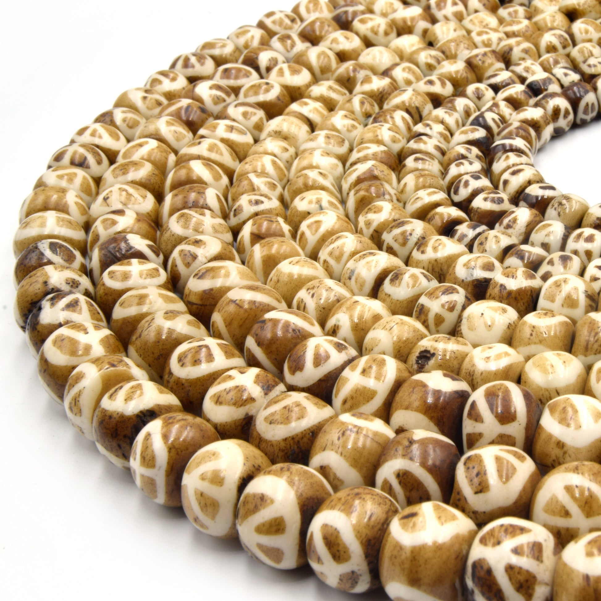 light brown peace sign bone beads