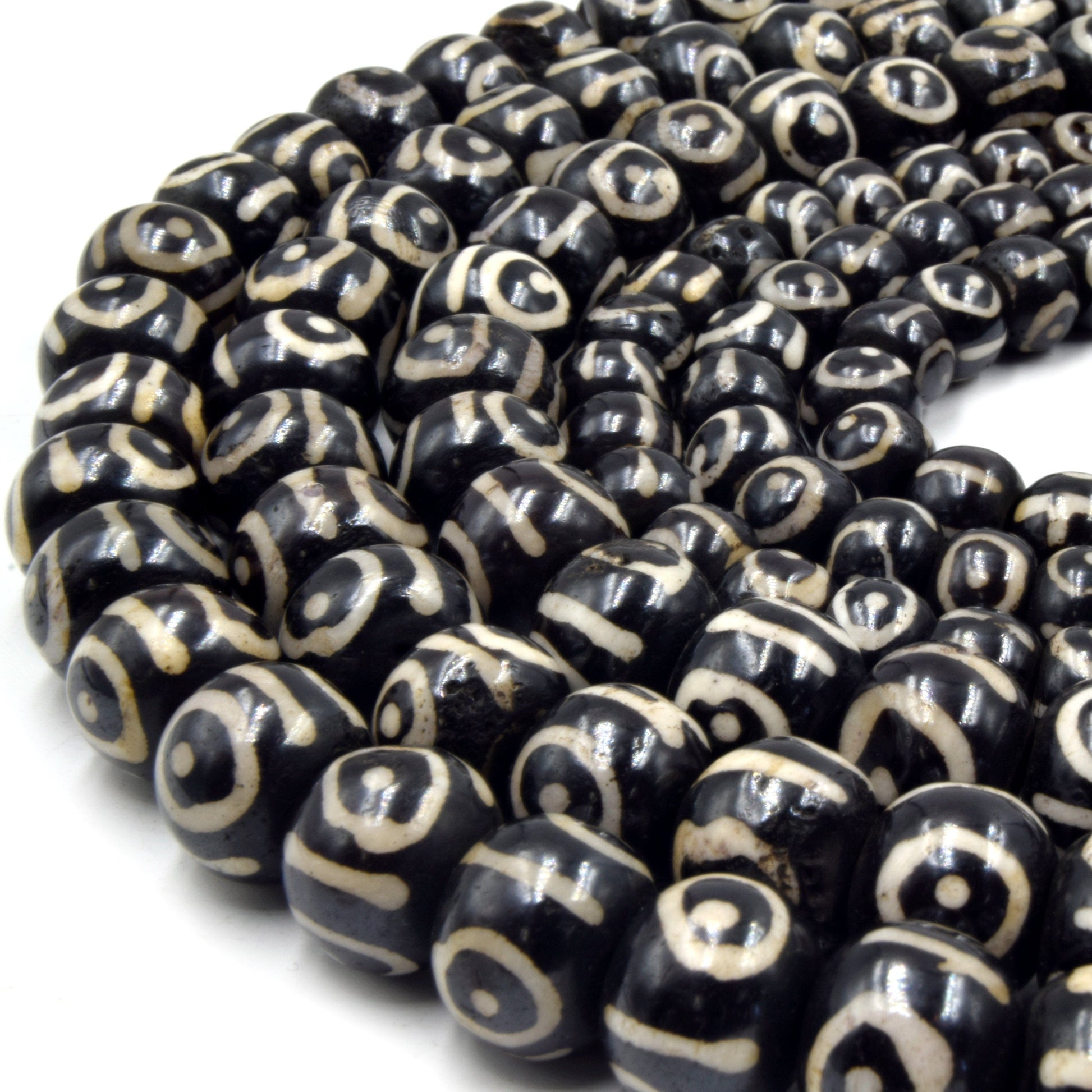 painted black bone bead